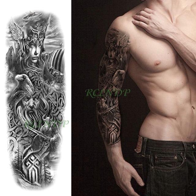 Extra Large Full Arm Leg Body Hand Waterproof Fake Tattoo Stickers Temporary Realistic Black Modern Mens Tattoo