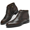 Holy dove Mens Wingtip Oxford Dress Boots - Casual Fashion Mens Leather Chukka Boot Coffee Brown Size 10