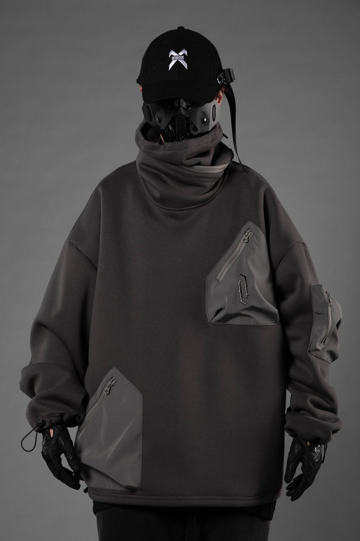 HiH33 Grey Utility Hoodie