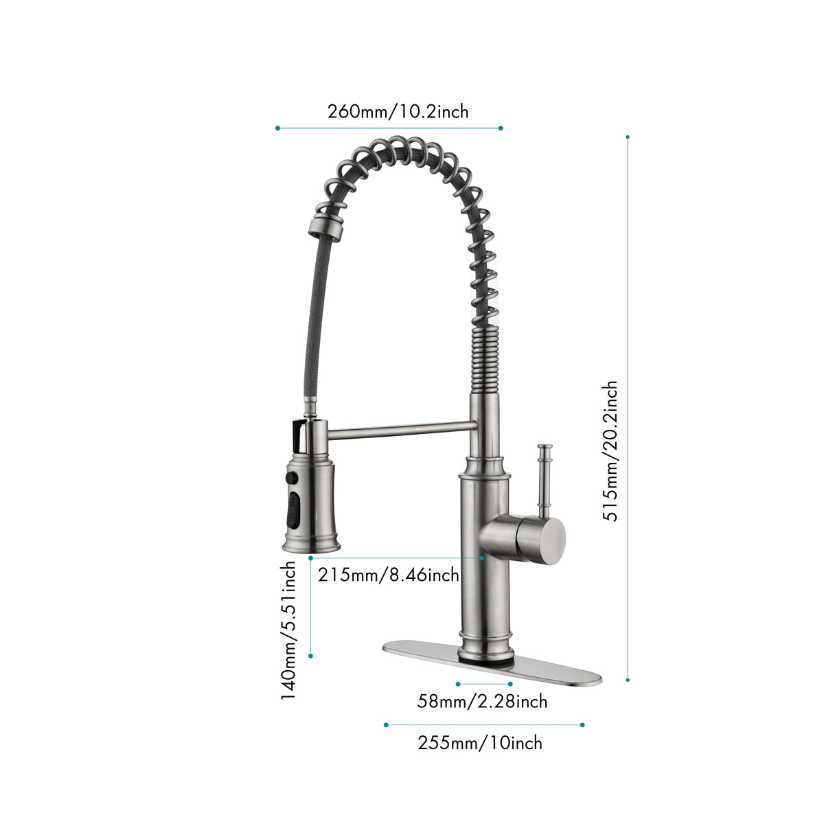 Kitchen Faucets Single Handle Pull Down Sprayer Spring Kitchen Sink Faucet