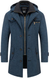 Chrisuno Winter Coats For Men Fall Jackets Wool Trench Blend Top Pea Coat Long Single Breasted Classic Stylish Business Overcoat Navy M