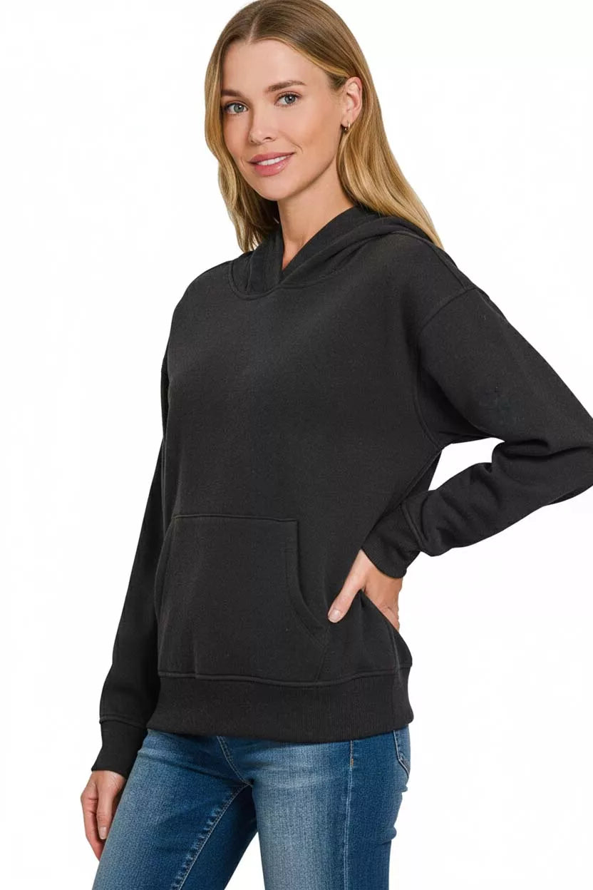 Zenana Fleece Kangaroo Pocket Hoodie