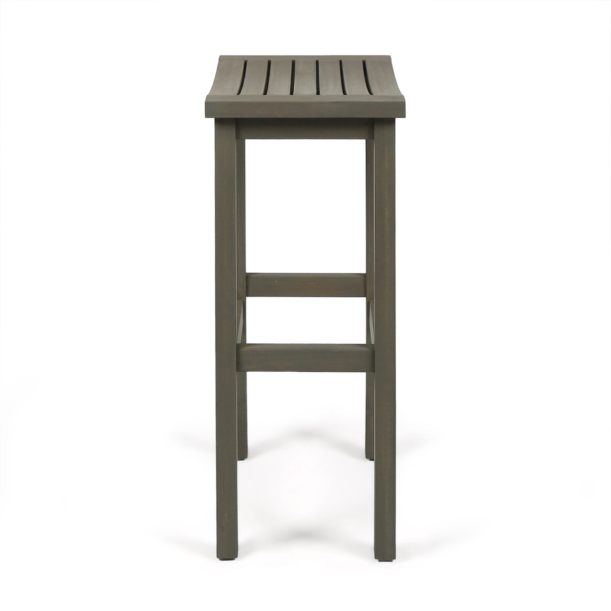 3-Piece Balcony Bar Set with Bottom Shelf Table and 2 Stools, Grey Finish