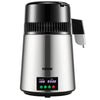 1.1 Gal Water Distiller, 0.3 Gal/H, 750W Distilled Water Maker Machine 0-99H Timing Set Temp Display, 304 Stainless Steel Countertop Distiller Glass Carafe Cleaning Powder 3 Carbon Packs, Silver