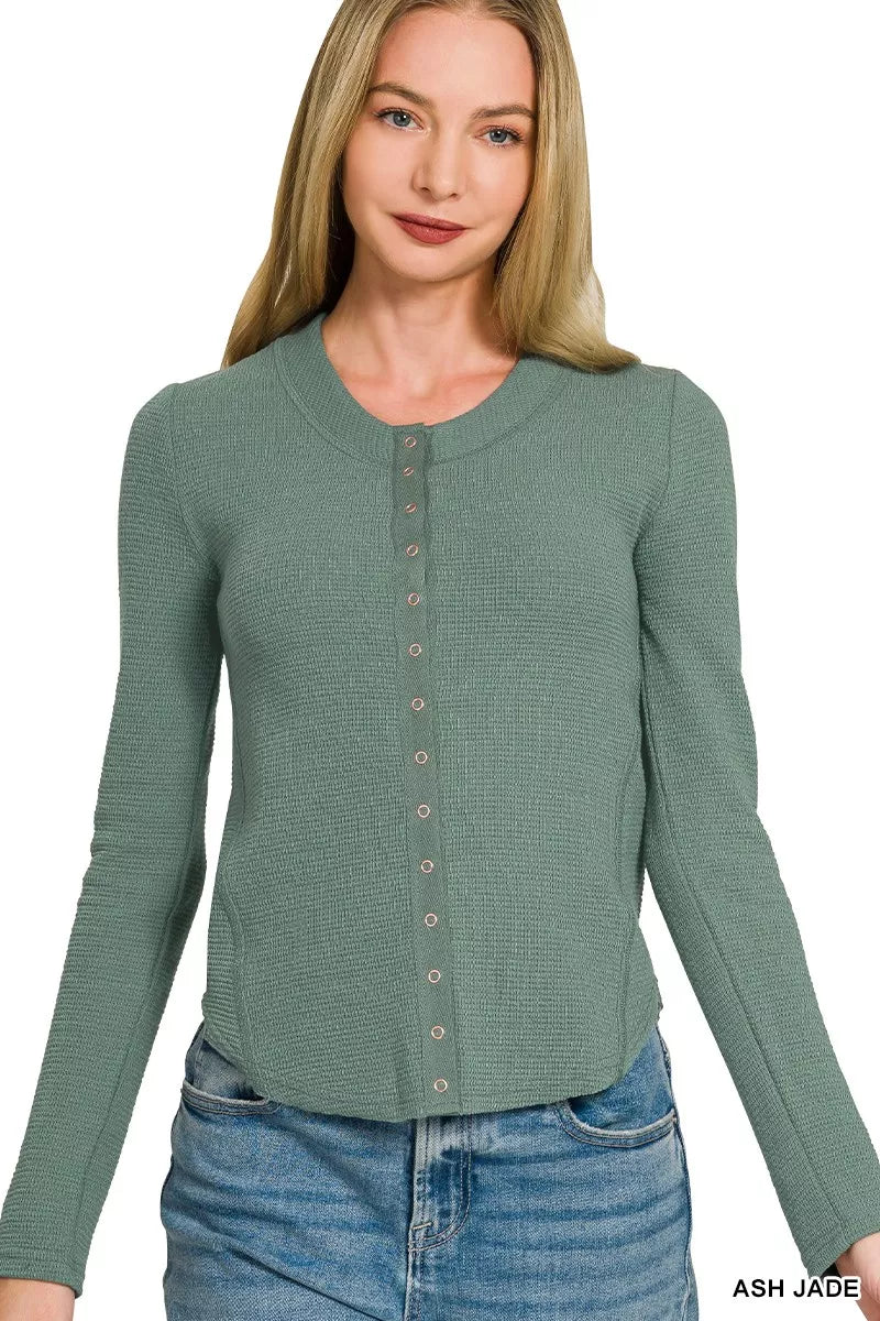 Zenana Double Knit Snap Button Shirts