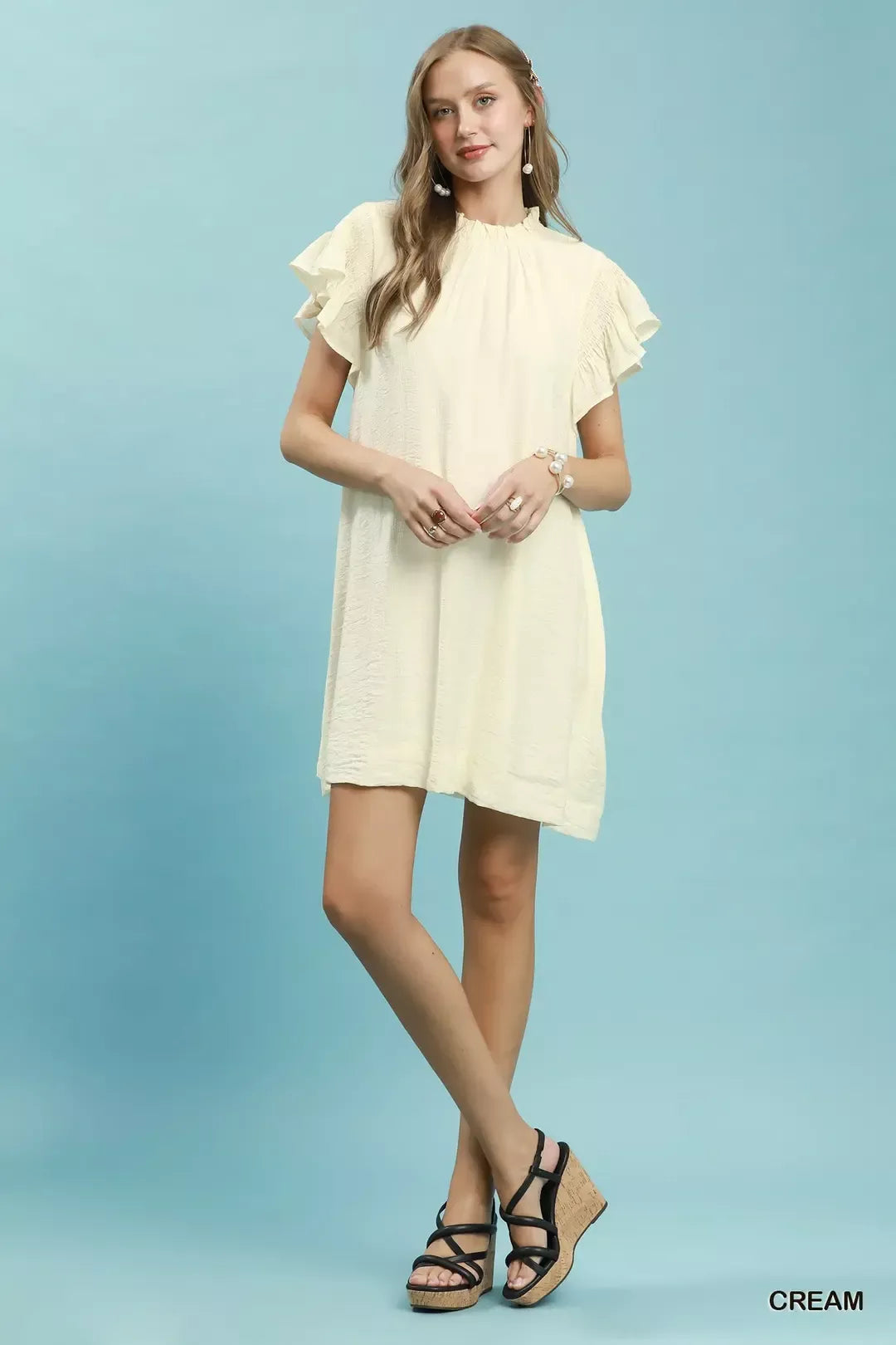Umgee Ruffle Flutter Sleeve Dress