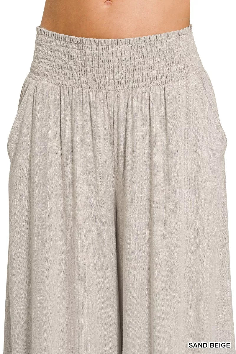 Zenana Smocked Waistband Wide Leg Lounge Pants