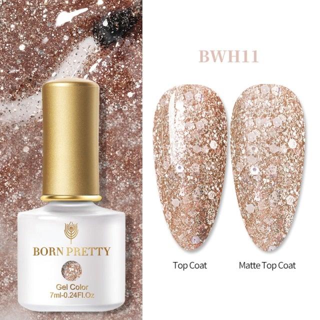 Fashion 2022 New Womens Colorful Nail Gel Polish Modern Glitter Pink Purple UV Diamond Stylish Design Nail Colors Gel For Girls and Women In Shinny Trend Color