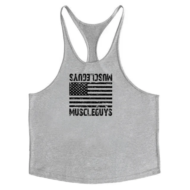 Fashion Bodybuilding Cotton Gym Sleeveless Shirt Men Fitness Vest Modern Singlet Sportswear Workout Tank Top Gym Mens Back Tank Top Vest Muscle Fashion Stringer Clothing Bodybuilding Singlets Fitness Workout Sleeveless Sports Shirt