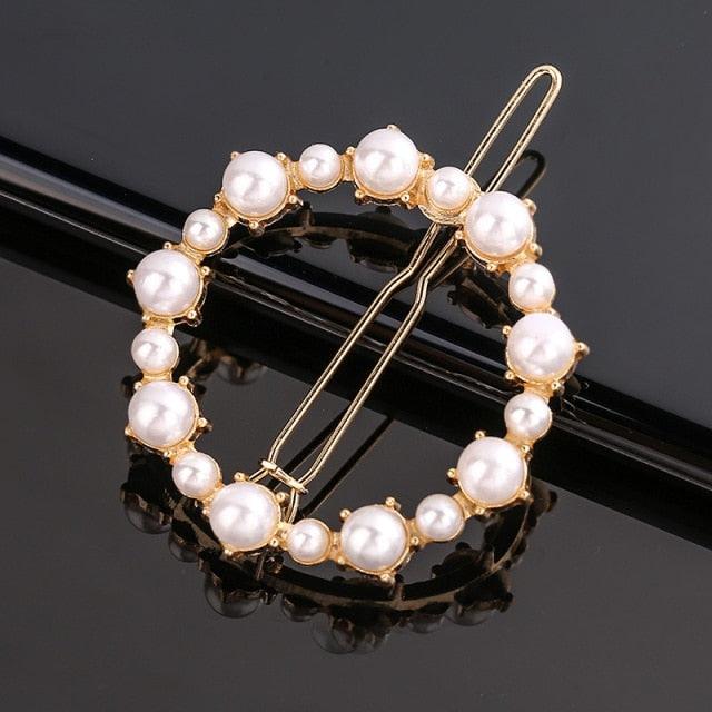 Fashion Pearl Hair Clip Women Girls Elegant Design Triangular Star Round Hairpin Barrette Hair Pins Ponytail Gorgeous Hair Accessories For Women