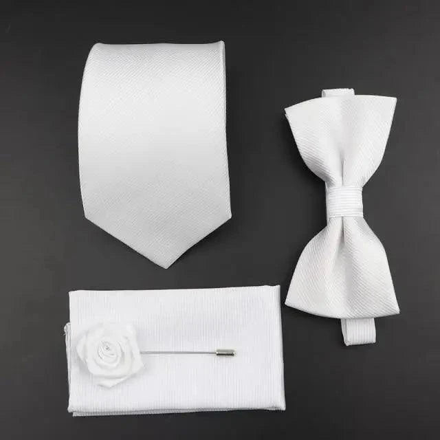 Fashion Red Business Necktie Matching Bowtie Flower Vintage Design Set For Men Self-Tie Bow Tie And Pocket Square Classic Business Tuxedo Wedding Bowties Handkerchief Set Men Necktie And Pocket Square Set