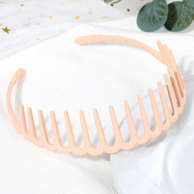 Fashion Simple Headdress Solid Color Resin Hair Comb Hairbands Headband Hair Hoop Bezel With Teeth Gorgeous Hair Accessories For Women