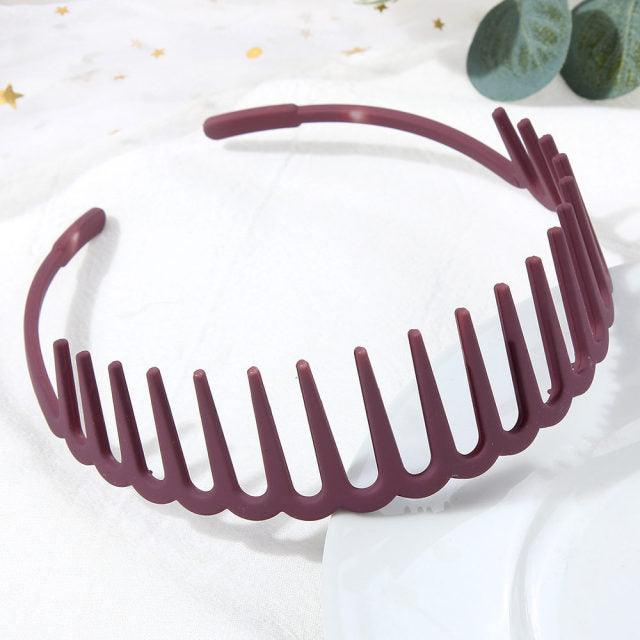 Fashion Simple Headdress Solid Color Resin Hair Comb Hairbands Headband Hair Hoop Bezel With Teeth Gorgeous Hair Accessories For Women