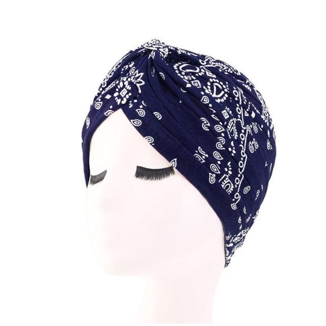 Fashion Soft Cotton Print Inner Headdress Lightweight Turban Elegant Bonnet Hijab Caps Arab Wrap Hijab Headscarf Hat For Woman