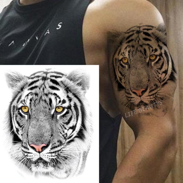 Fashion Temporary Sticker Tiger Tattoo Waterproof Removable Realistic Body Tatoo For Mens