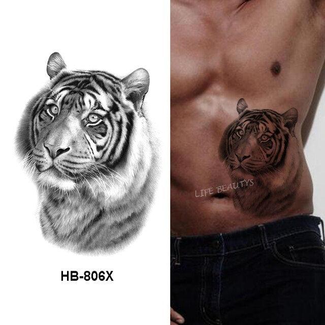Fashion Temporary Sticker Tiger Tattoo Waterproof Removable Realistic Body Tatoo For Mens