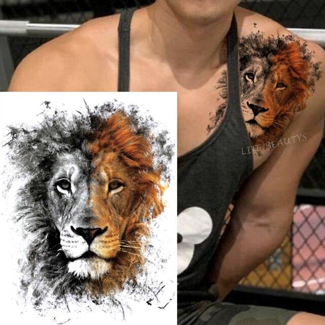 Fashion Temporary Sticker Tiger Tattoo Waterproof Removable Realistic Body Tatoo For Mens