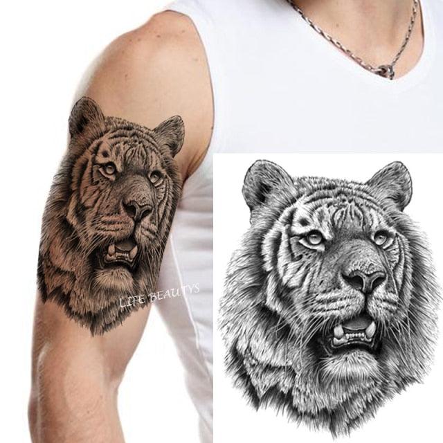 Fashion Temporary Sticker Tiger Tattoo Waterproof Removable Realistic Body Tatoo For Mens