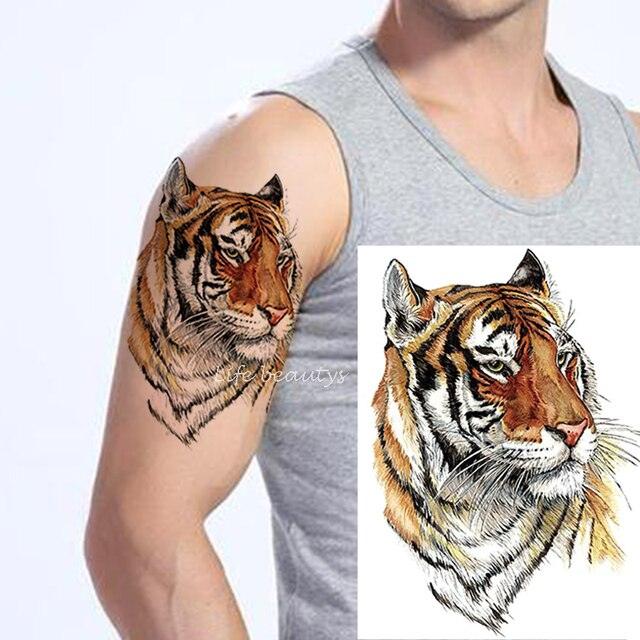 Fashion Temporary Sticker Tiger Tattoo Waterproof Removable Realistic Body Tatoo For Mens