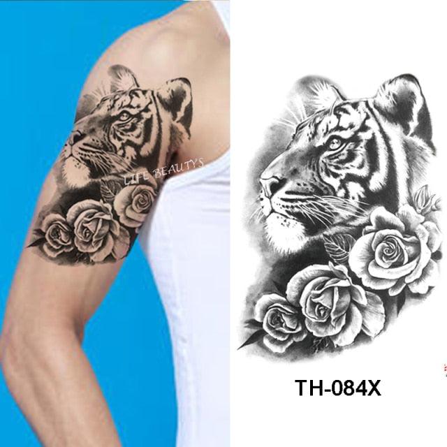 Fashion Temporary Sticker Tiger Tattoo Waterproof Removable Realistic Body Tatoo For Mens
