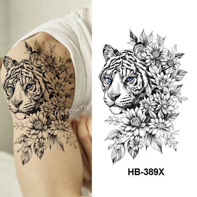 Fashion Temporary Sticker Tiger Tattoo Waterproof Removable Realistic Body Tatoo For Mens
