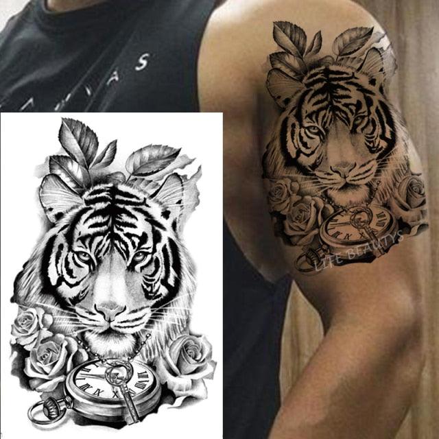 Fashion Temporary Sticker Tiger Tattoo Waterproof Removable Realistic Body Tatoo For Mens