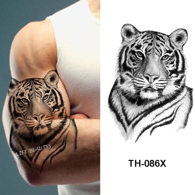 Fashion Temporary Sticker Tiger Tattoo Waterproof Removable Realistic Body Tatoo For Mens