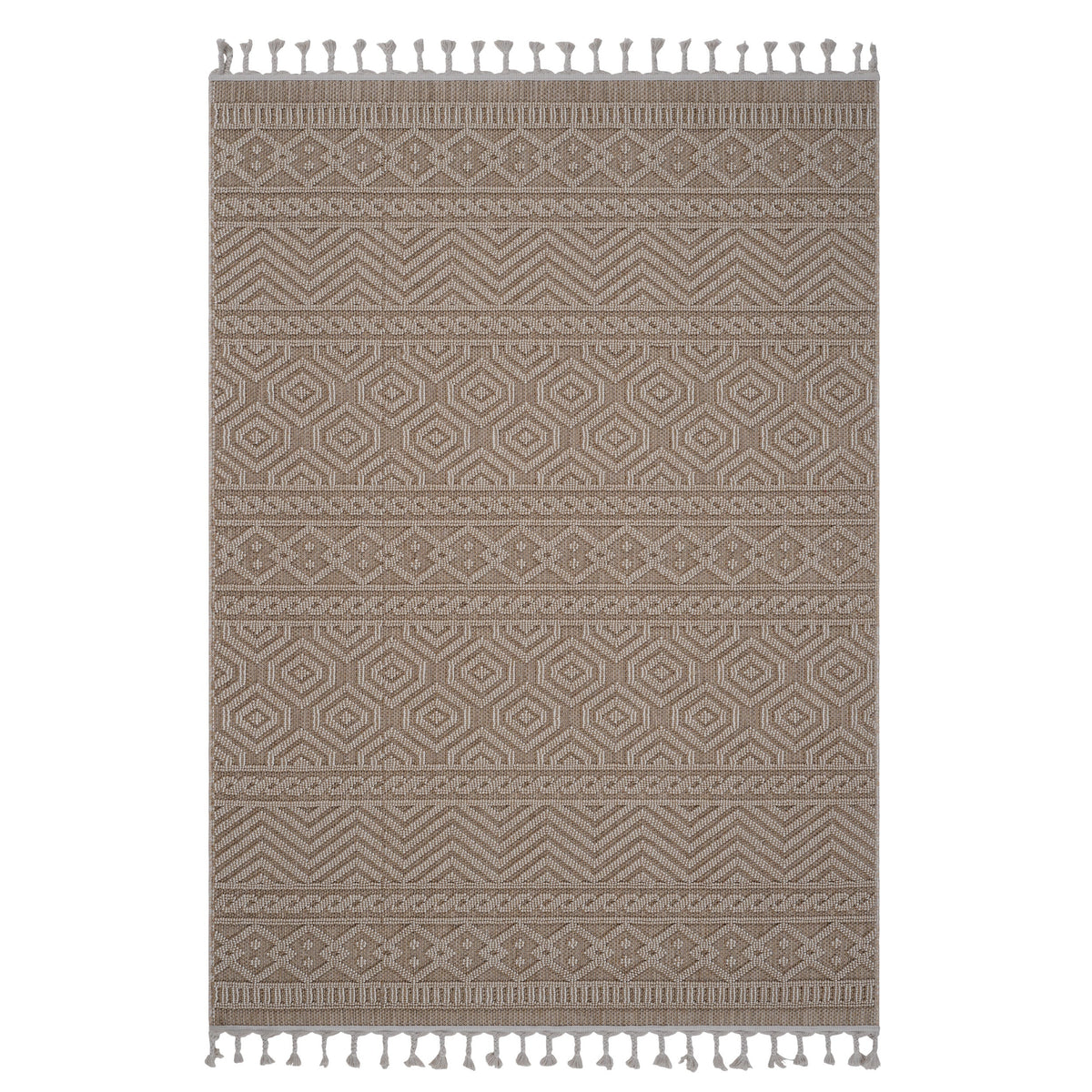NAAR Guros Collection 6X9 Mocha / Geometric Indoor / Outdoor Area Rug