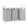 VASAGLE Laundry Hamper Laundry Basket Laundry Sorter with 3 Pull-Out and Removable Bags Shelf Metal Frame 3 x 10 Gallons (38 L) 36.4 x 13 x 28.4 Inches Dove Gray UBLH301W03