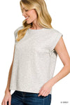 Zenana Scuba Round Neck Cap Sleeve Top