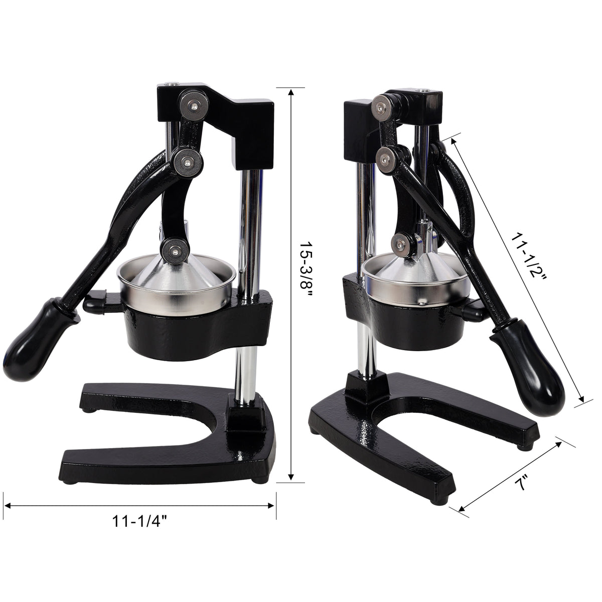 Cast Iron Citrus Juicer , Extra-Large Commercial Grade Manual Hand Press , Heavy Duty Countertop Squeezer for Fresh Orange Juice,Black Color