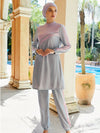 Muslim Women Swimming Suit With Headscarf & Pants, Long Sleeve Burkini Swim Suit (MB016)