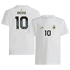 adidas Lionel Messi #10 Argentina National Team Mens Player Name & Number T-Shirt (White Small)