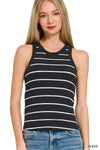 Zenana Striped Round Neck Tank Top