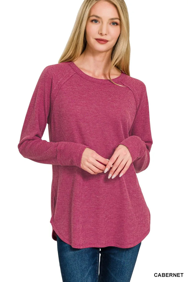 Zenana Baby Waffle Long Sleeve Top