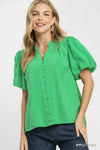 Umgee Button-Down Puff Sleeve Shirt