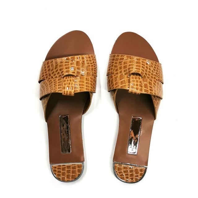 Flat Women Shoes Summer Candy Color Leather Fashion Sandals Open Toe Wear Casual Flip Flops Slip On Comfortable Womens Loafers Women's Flats Elegant Shoes