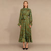 Floral Jacquard Wrap Dress | Collared Tie-Sleeve Maxi Dress(MS257)