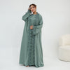 Floral Lace Trim Open Abaya & Sleeveless Inner Dress Set(MOA312)