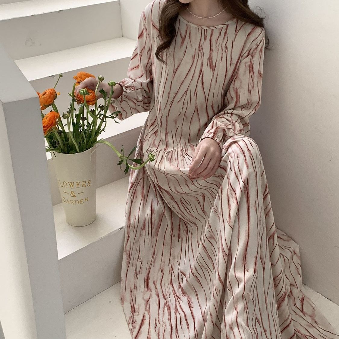 Floral Print Maxi Dress(MS425)