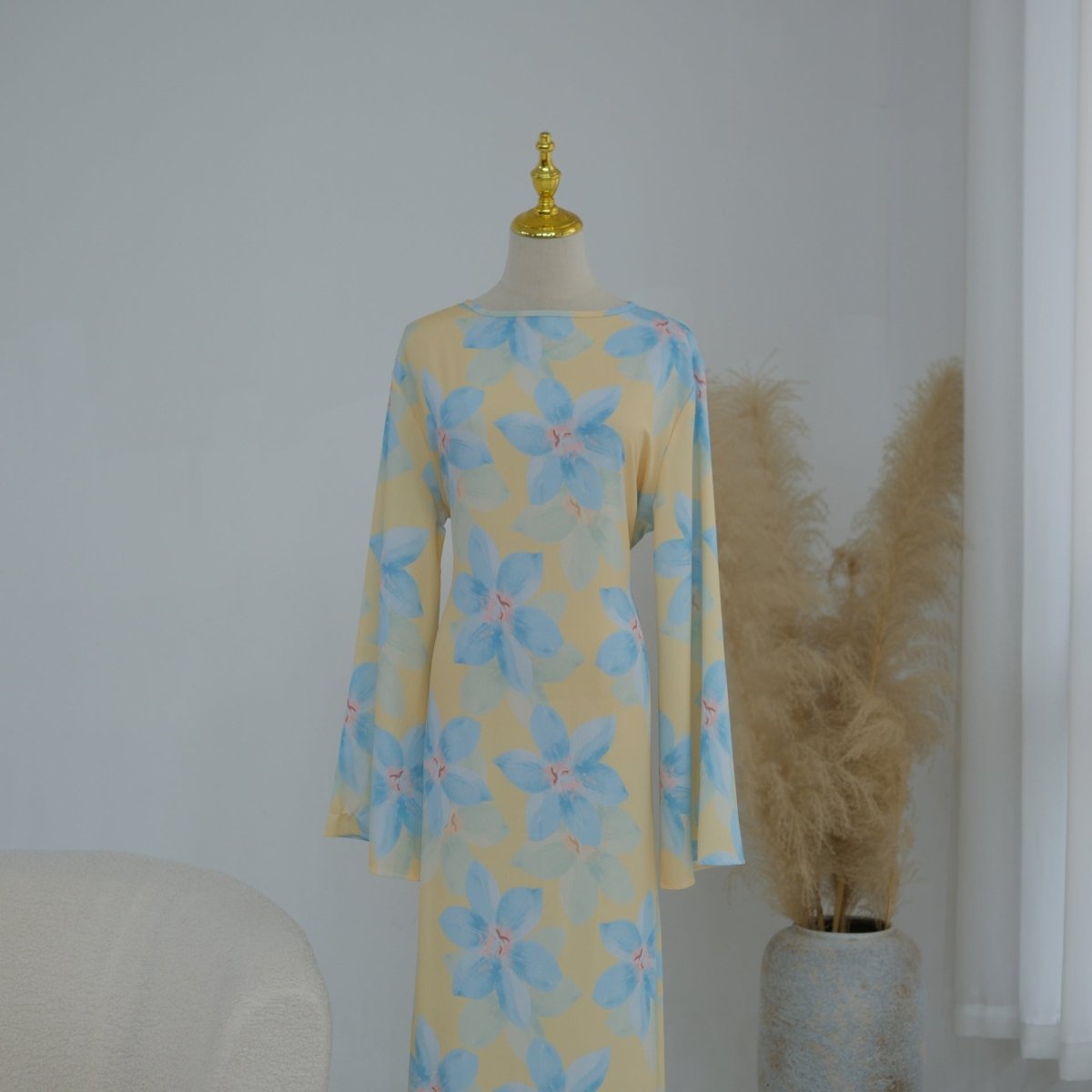 Floral Print Washed Crinkle Maxi Dress(MS437)