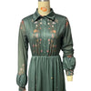 Floral Printer Shirt Dress | Elegant Collar Button-Front Gown Abaya(MA381)