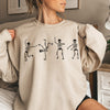 Flossing Skeletons Halloween Party Edition Glow In The Dark Graphic Cozy Sweatshirt