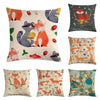 Forest Animal Fox Throw Pillow Covers Cute Cushion Cover Children Linen Cotton Teal Square Decorative for Sofa Pillow Case Decorative Cushion Pillowcases for Car Sofa Couch Woodland Girls Nursery Room Decor 45x45cm