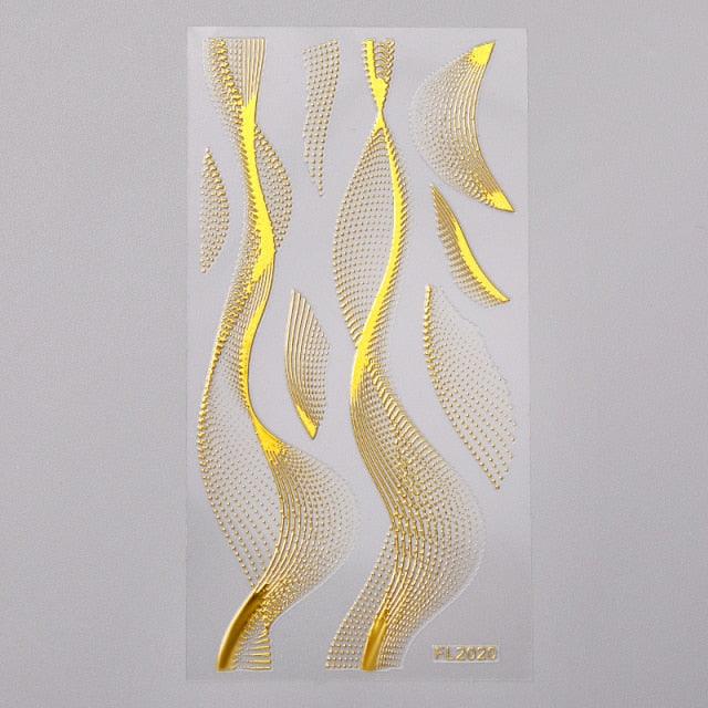 French Rose Gold Striping Tape Nail Design Stripe Lines Geometry 3D Sticker for Nails Gel Polish Sticker Decals for Manicuring Decorations Manicure Stickers Decals Silver Strip Line Nail Decal Self-Adhesive 3D Wave Decal Decoration Metallic Curve Design