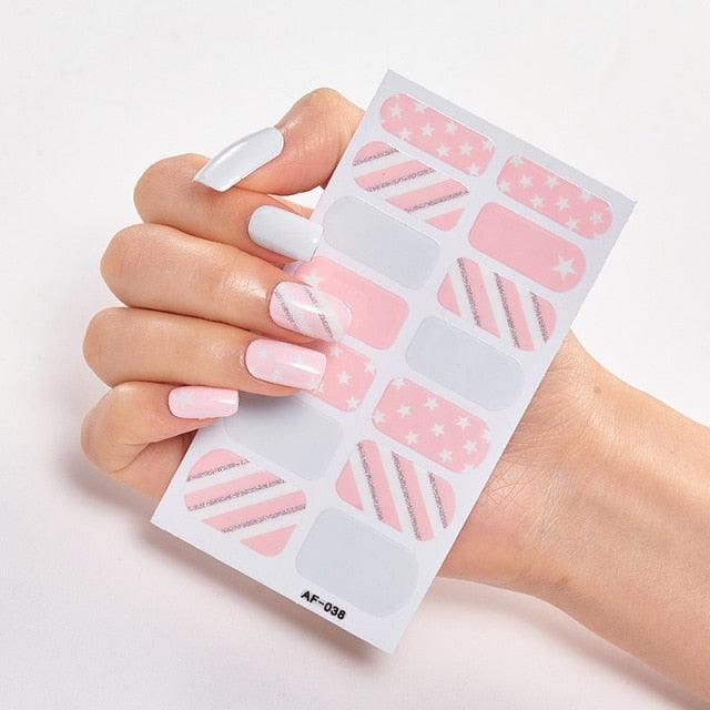 Full Cover Nail Stickers Nail Polish Nail Decoration Nails Sticker Designer Self Adhesive Nail Sticker Creative Nail Art Sticker Sticker Nail Decorations Accessories Metal Curve Stripe Lines Design Letter Nail Sticker Adhesive Decoration Template
