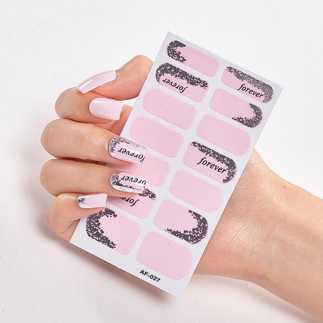 Full Cover Nail Stickers Nail Polish Nail Decoration Nails Sticker Designer Self Adhesive Nail Sticker Creative Nail Art Sticker Sticker Nail Decorations Accessories Metal Curve Stripe Lines Design Letter Nail Sticker Adhesive Decoration Template