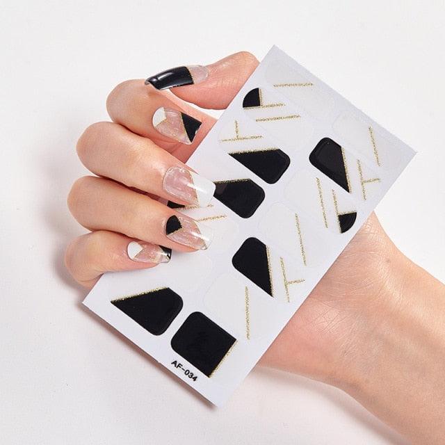 Full Cover Nail Stickers Nail Polish Nail Decoration Nails Sticker Designer Self Adhesive Nail Sticker Creative Nail Art Sticker Sticker Nail Decorations Accessories Metal Curve Stripe Lines Design Letter Nail Sticker Adhesive Decoration Template
