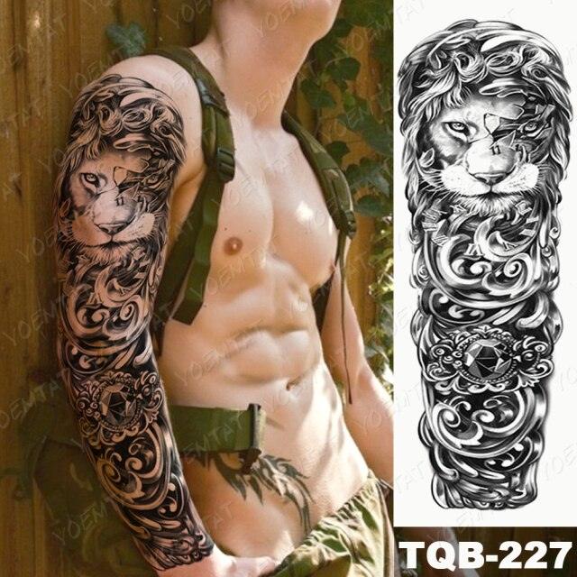 Full Women Man Realistic Waterproof Temporary Tattoo Tiger Stickers Luxury Big Design For Arm Thigh