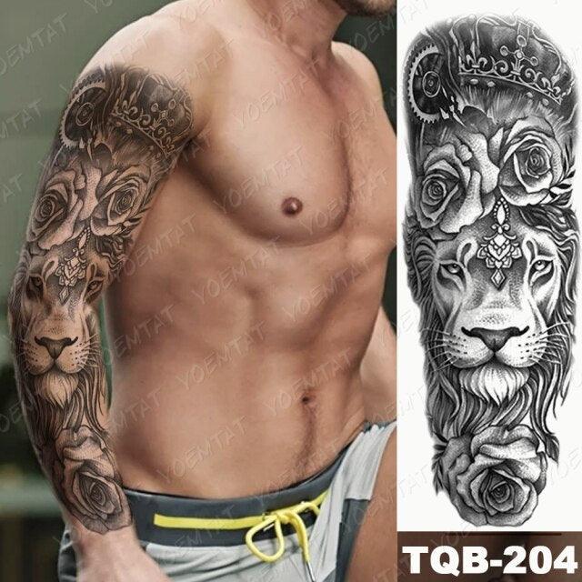 Full Women Man Realistic Waterproof Temporary Tattoo Tiger Stickers Luxury Big Design For Arm Thigh